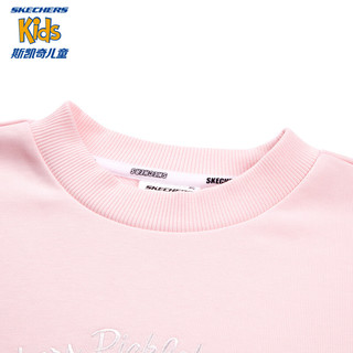 Skechers斯凯奇女童针织圆领卫衣春秋季拼接圆领保暖上衣P124G024 害羞粉/005N 160cm