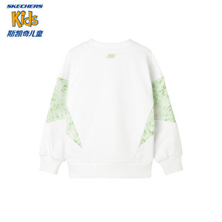 Skechers斯凯奇女童针织圆领卫衣春秋季拼接圆领保暖上衣P124G024 亮白色/0019 160cm