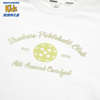 Skechers斯凯奇女童针织圆领卫衣春秋季拼接圆领保暖上衣P124G024 亮白色/0019 160cm