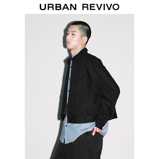 URBAN REVIVO UR2024春季男装时尚超宽松设计感不对称贴袋夹克UMV140006 正黑 S(XS-S)