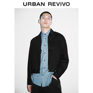 URBAN REVIVO UR2024春季男装时尚超宽松设计感不对称贴袋夹克UMV140006 正黑 S(XS-S)