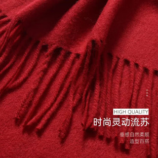 上海故事（STORYOFshanghai）本命年羊毛围巾女冬季刺绣高端保暖围脖红色礼盒装 蔷薇米色 200×35cm(含须长)