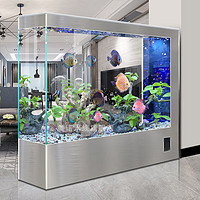 Miele 美诺 超白玻璃鱼缸客厅2023新款落地家用生态免换水现代屏风隔断 拉丝银 60*35*130
