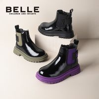 BeLLE 百丽 儿童马丁靴英伦风洋气时尚百搭冬季防滑加绒保暖切尔西靴短靴
