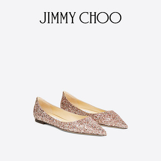 JIMMY CHOO 周仰杰 女士平底单鞋 J000148643 粉红色/银色 44