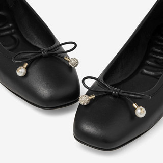 JIMMY CHOO 周仰杰 ELME FLAT系列 女士平底单鞋 J000165771 黑色 41.5