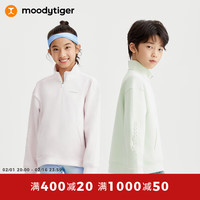 moodytiger儿童卫衣24年春季男女童长袖套头衫宽松个性运动开襟衫 炭黑色 170cm