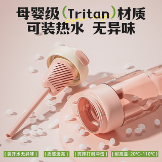 恩尔美（nRMEi）水杯大容量Tritan吸管杯女高颜值学生户外便携喝水杯子 在桃公主-带花茶仓 910ml