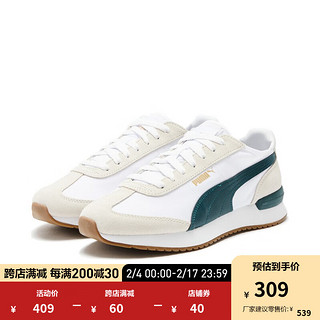 PUMA 彪马 官方 男女复古鞋R78 WIND NYLON392901 白-松木绿-金色-07 42