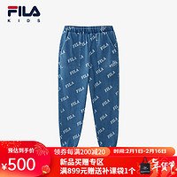 FILA 斐乐儿童童装舒适裤子2024春小童男童休闲运动针织长裤 满印一-ZA 130