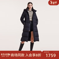 歌莉娅 GLORIA 简洁大方中长款 连帽长款羽绒服  1BSC8D960 00B黑色 S