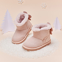 戴维贝拉 儿童雪地靴2024冬季新款女童加绒靴子宝宝保暖短靴童鞋