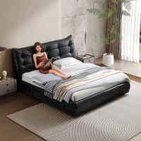 CHEERS 芝华仕 真皮意式轻奢主卧室床头靠垫软包双人大床婚床黑骑士