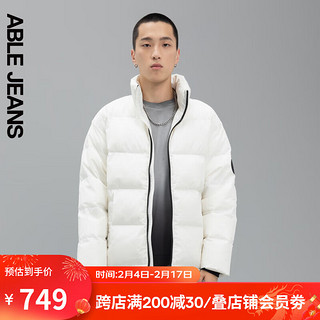 ABLE JEANS 欧帛牛仔 男装潮酷街头基础短款立领羽绒服保暖男872048 静谧白 XS