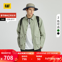 卡特彼勒CAT卡特24春男士休闲斜纹酵素洗棉外套衬衫 绿色 XXL