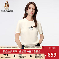 Hush Puppies暇步士女装2024春季新款天丝混纺简约垂坠感抑菌T恤 528奶白色 XL