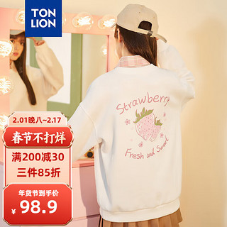 唐狮 TONLION女印花套头圆领卫衣 本白 M