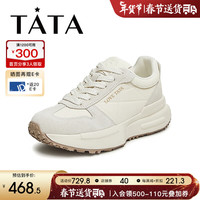 他她(TATA)2024春时尚休闲厚底女运动鞋WK601AM4 米白 35