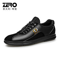 ZERO 零度男士真皮透气休闲男鞋舒适日常休闲鞋子男-599 R1223369黑色 44