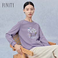 FINITY菲妮迪品牌套头卫衣2024春季简约时尚印花休闲风棉质圆领上衣 紫色 M