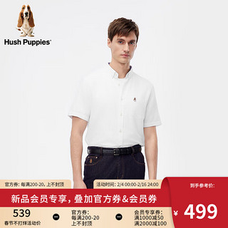 Hush Puppies暇步士男装2024夏季基础款商务休闲百搭通勤短袖衬衫 0