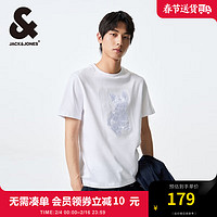 杰克·琼斯（JACK&JONES）2024春夏上衣舒适潮多彩刺绣法斗犬短袖T恤男装224101127 本白色A06 常规 本白色A06 195/112A/XXXL