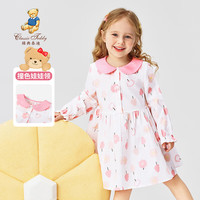 Classic Teddy精典泰迪女童连衣裙儿童裙子中小童纯棉碎花公主裙 粉色 120 