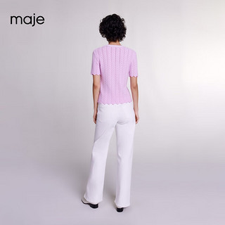 Maje2024早春女装时尚镂空修身紫色短袖针织衫上衣MFPPU00738 淡紫色 T0