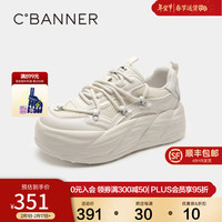 C.BANNER千百度厚底面包鞋女2023秋季百搭舒适丑萌休闲运动鞋 米色 35