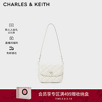 CHARLES&KEITH24春季菱格多用单肩腋下包小方包包女包女士CK2-80782260 Cream奶白色 M