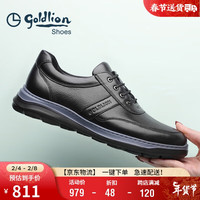 金利来(goldlion)男鞋商务休闲鞋时尚简约柔软舒适休闲皮鞋G521310530AAA-黑色 40