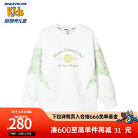 Skechers斯凯奇女童针织圆领卫衣春秋季拼接圆领保暖上衣P124G024 亮白色/0019 130cm