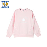 Skechers斯凯奇女童针织圆领卫衣春秋季拼接圆领保暖上衣P124G024 害羞粉/005N 130cm