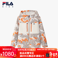 FILA斐乐儿童童装上衣2024春冬新款男中大童运动户外梭织外套 满印一-ZA 1