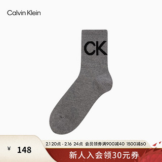 Calvin Klein Jeans24春夏男士撞色字母提花舒适休闲中筒袜子LS000358 230-炭灰 OS