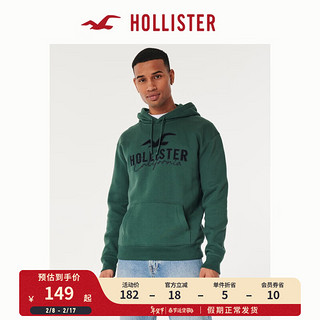 HOLLISTER 秋冬情侣百搭美式经典连帽套头卫衣 男装女装 354463-1 深绿色 M (180/100A)