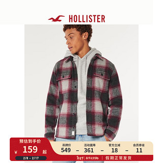 HOLLISTER 冬美式复古舒适保暖外套男  331688-1 黑色格纹 M