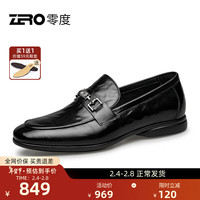 零度Zero男士商务休闲皮鞋2024春夏真皮软底软面轻便舒适套脚男鞋 黑色DF1817(金属搭扣) 42