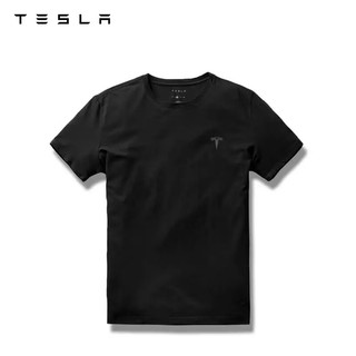 特斯拉（Tesla） 男士短袖T恤宽松休闲男装圆领运动纯棉制造舒适合体 黑色 S码
