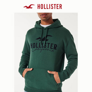 HOLLISTER秋冬百搭美式经典连帽套头卫衣 男装女装 354463-1 深绿色 M (180/100A)