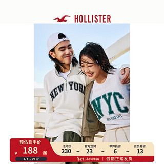 HOLLISTER 冬美式男女同款半高领抓绒卫衣运动衫 329574-1 乳白色 XL