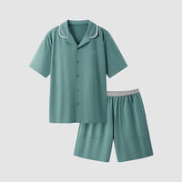 蕉内棉棉301H睡衣男女士春夏款翻领高棉值柔软短袖短裤家居服套装 【男士】柏青 XXL