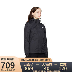 THE NORTH FACE 北面 美版女款防风防水透气连帽冲锋衣夹克 JK3-黑色 L