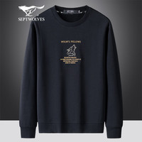 七匹狼长袖T恤男春季简约纯色圆领套头卫衣男士休闲时尚韩版打底衫男装 101(藏青) 170/88A(L)