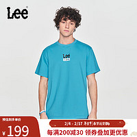 李 Lee 24早春舒适版型撞色字母印花圆领男短袖T恤潮LUT0055314LE 蓝色(尺码偏大,拍小一码) S