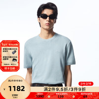 金林德伯格(J.Lindeberg)秋冬男士商务纯棉纯色圆领短袖针织衫52413E005 NEG青石板色 170/92A/S