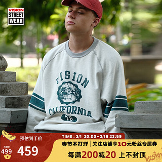 VISION STREET WEAR 【2024春季】美式复古两面穿插肩袖圆领套头卫衣男女同款 灰色 XS