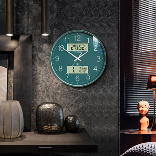TIMESS 自动对时闪波电波钟表挂墙家用客厅时钟静音免打孔石英挂钟