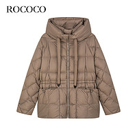 洛可可（ROCOCO）收腰修身连帽服女轻薄保暖2023短款休闲小个子外套 灰色 L