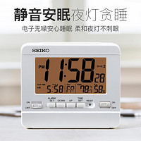 SEIKO 精工 日本精工时钟静音电子闹表温度日历功能温度计双组闹钟